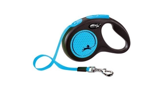 FLEXI pavadas New Neon blue M - 5m līdz 25kg - lenta